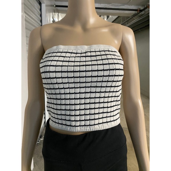 PacSun Cream Stripe Knit Cropped Tube Top Women's Size M Sleeveless Casual - Picture 1 of 9